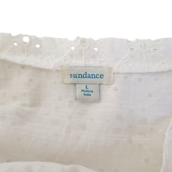 Sundance Jasmine White Eyelet Cotton Midi Dress Large India - Picture 3 of 6